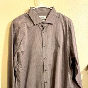 Calvin Klein Button Down Dress Shirt - Large (Gray/Black)